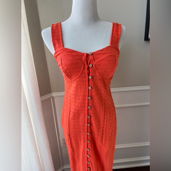 Free People Beach Lafayette Midi Dress | Capri Orange - Picture 3 of 6